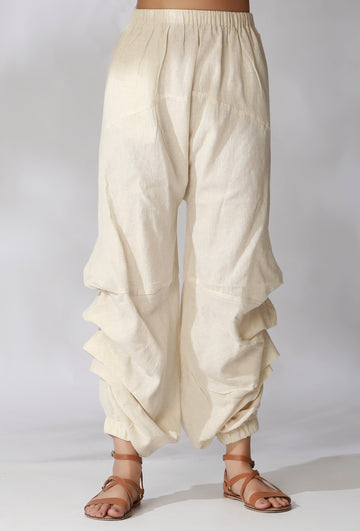 Set Of 2- Beige Kaftan Ikkat Kurta with Off White Dhoti Pants